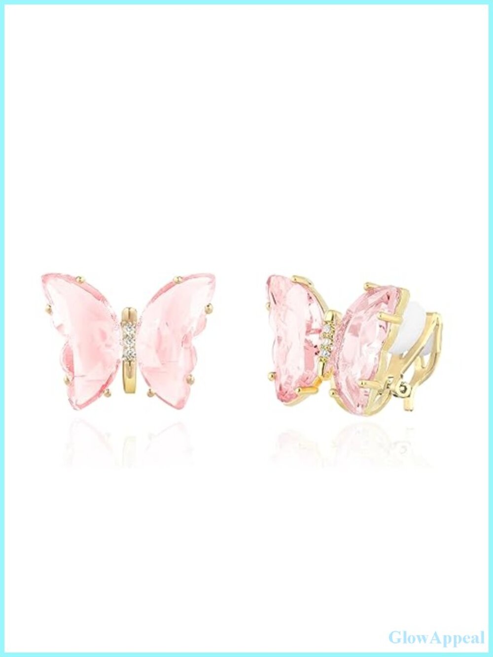 Butterfly Crystal Clip On Earrings Non Pierced Gold Tone Jewelry Gift